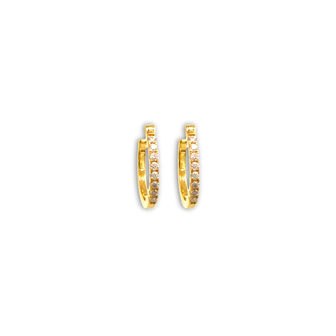 Aretes arracadas de rodio con cierre omega y Moissanitas de 0.2 ct