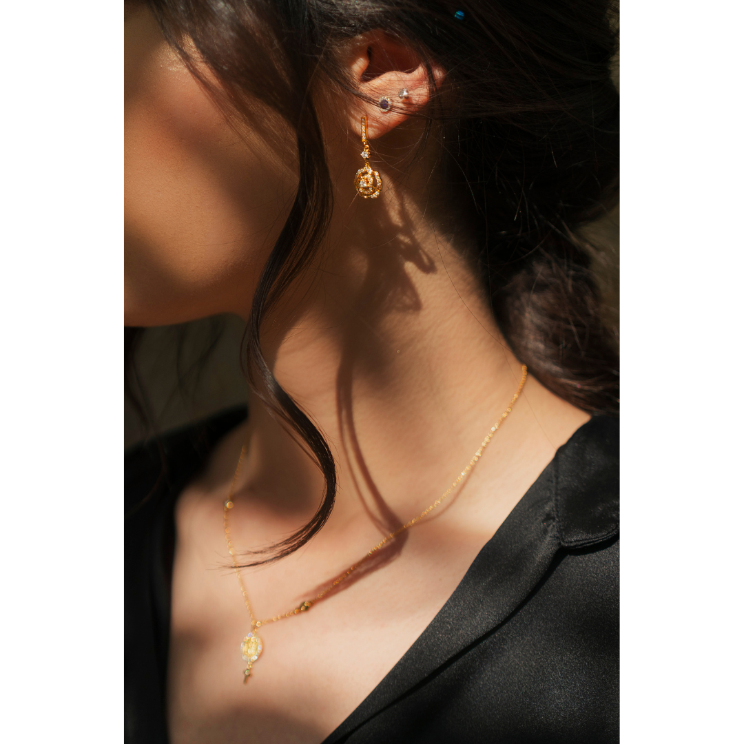 Pink Earrings with Zirconia