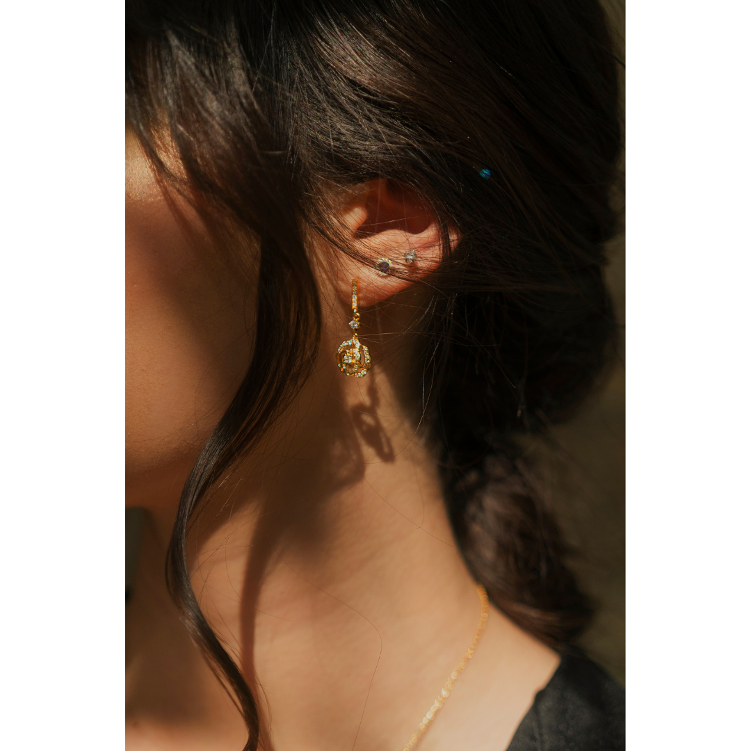 Pink Earrings with Zirconia