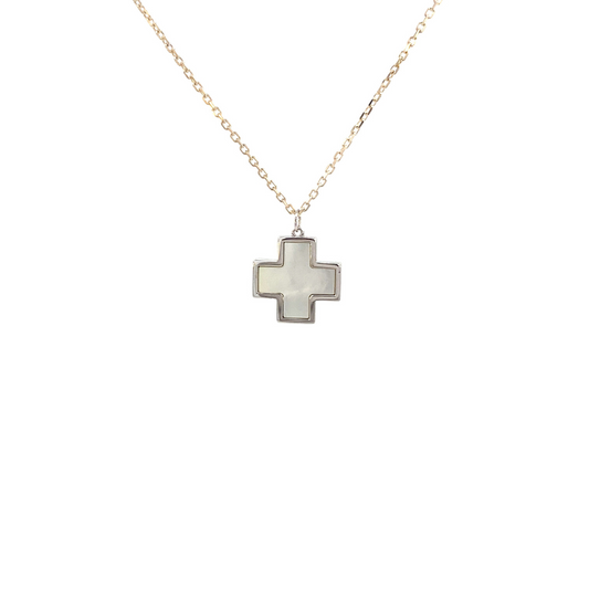 Mother of pearl cross on thin chain