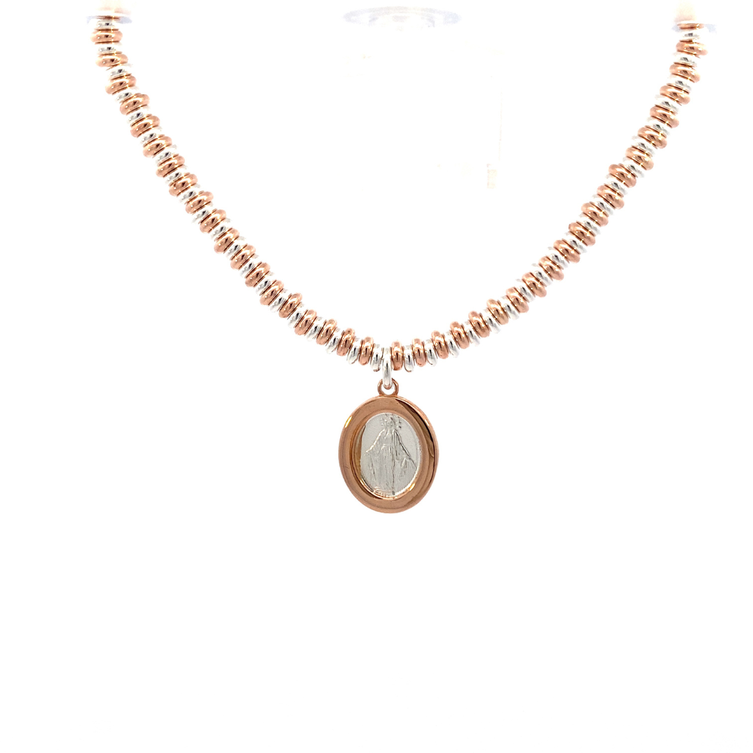 Pulsera Medalla de la Virgen de la Medalla Milagrosa plata y rosegold