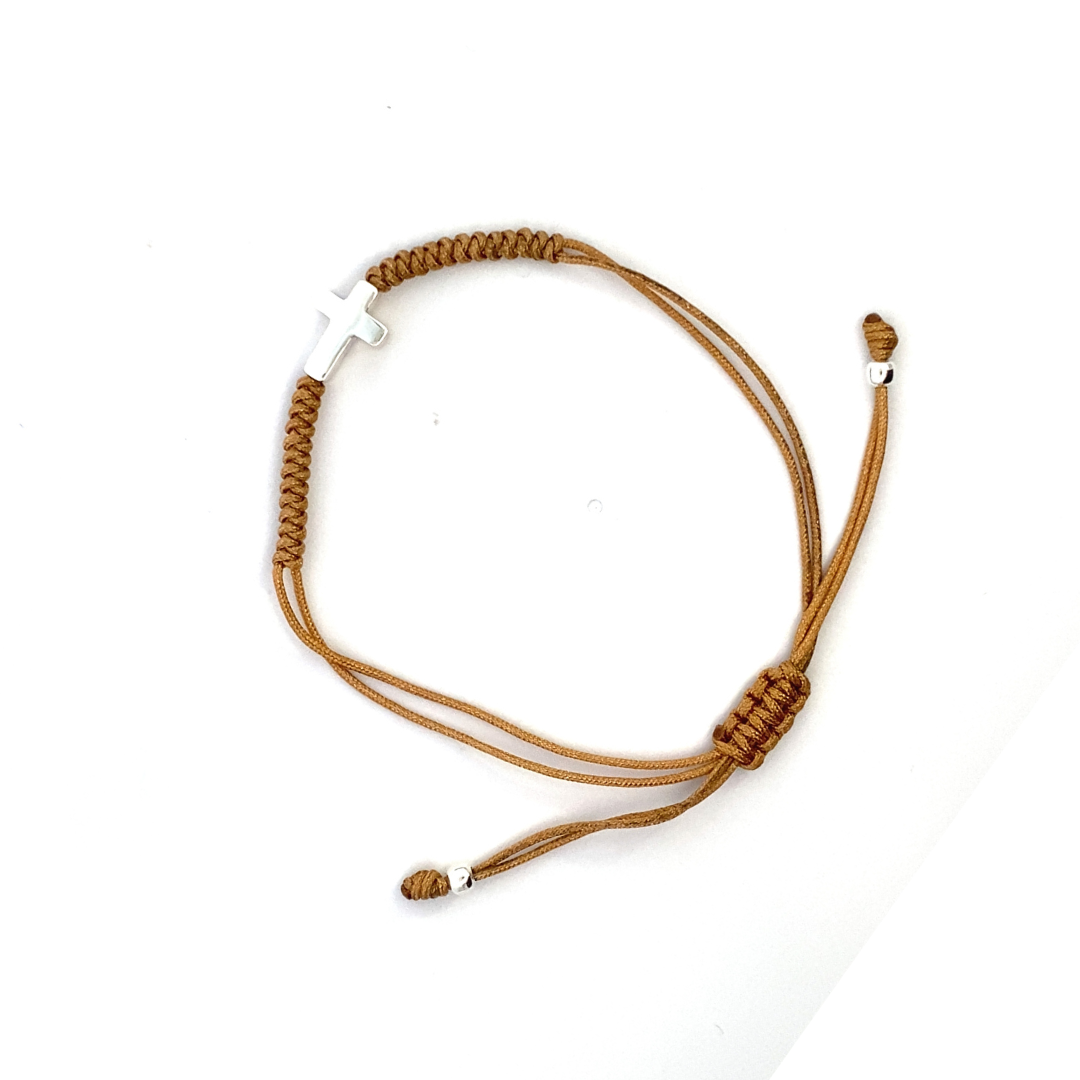 Mini woven silver cross bracelet