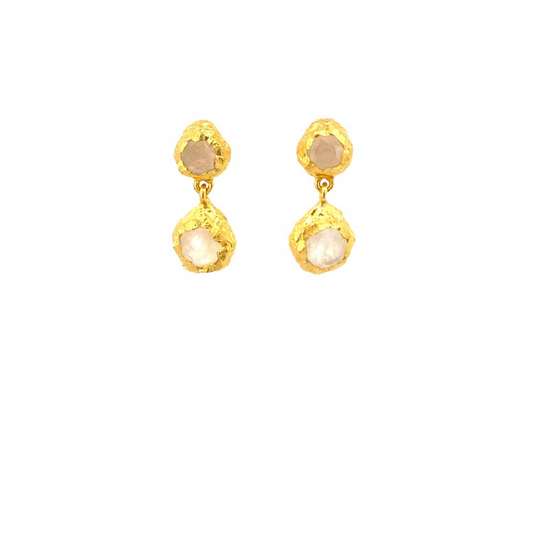 Earrings with natural gems Moonstone and Labradorite