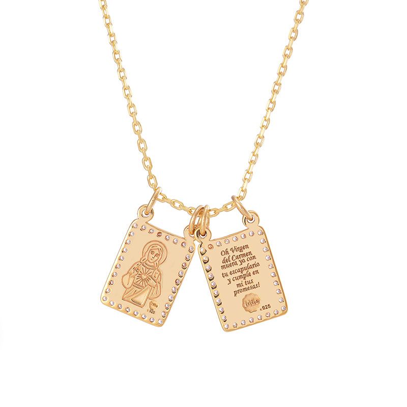 Scapular of the Virgen del Carmen with Zirconia frame