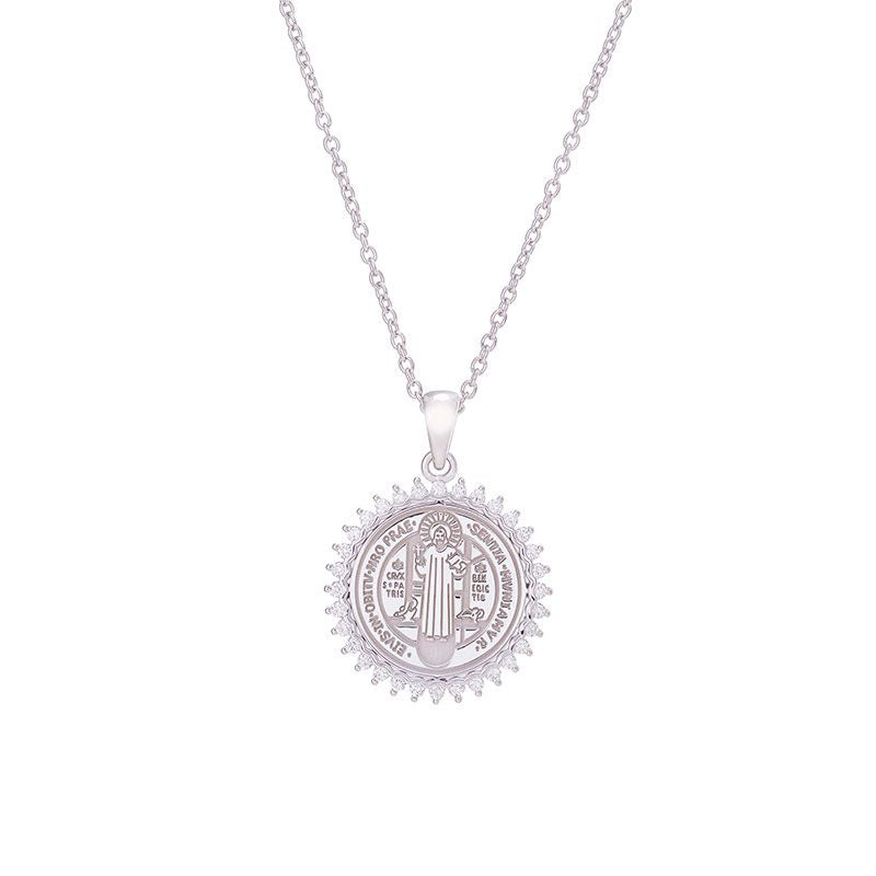 Saint Benedict medal with zircons