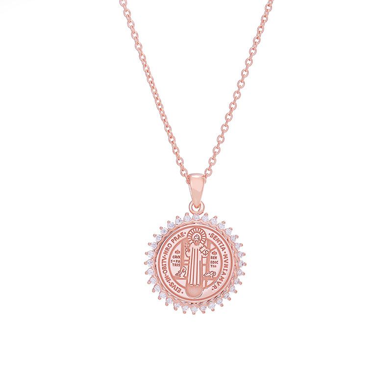 Saint Benedict medal with zircons