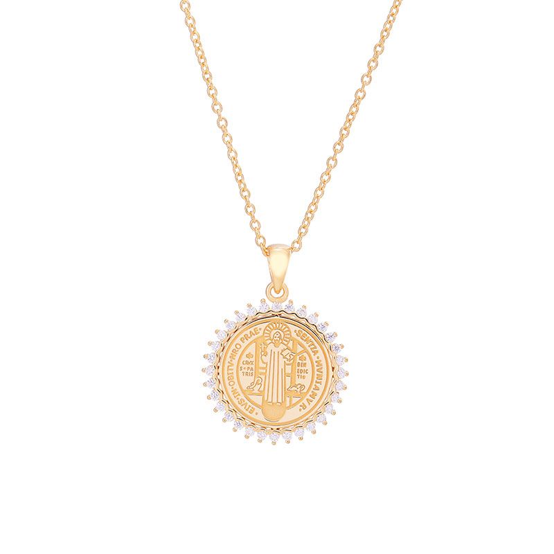 Saint Benedict medal with zircons