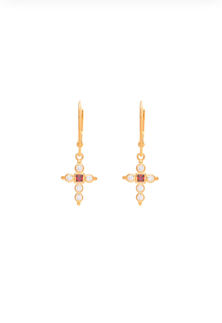 Zirconia Cross Earrings