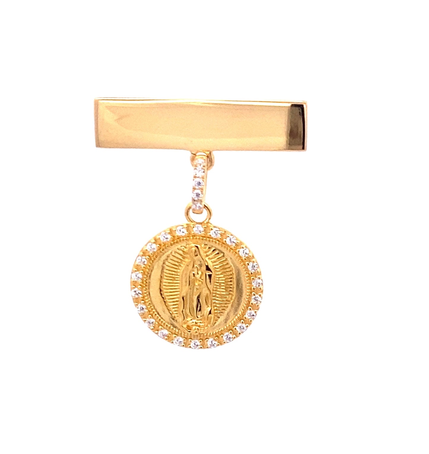 Segurito Virgen de Guadalupe with zircons on plate to engrave
