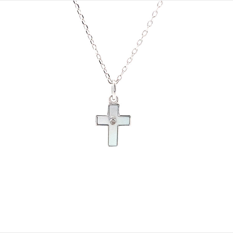 Mother of pearl cross with zirconia