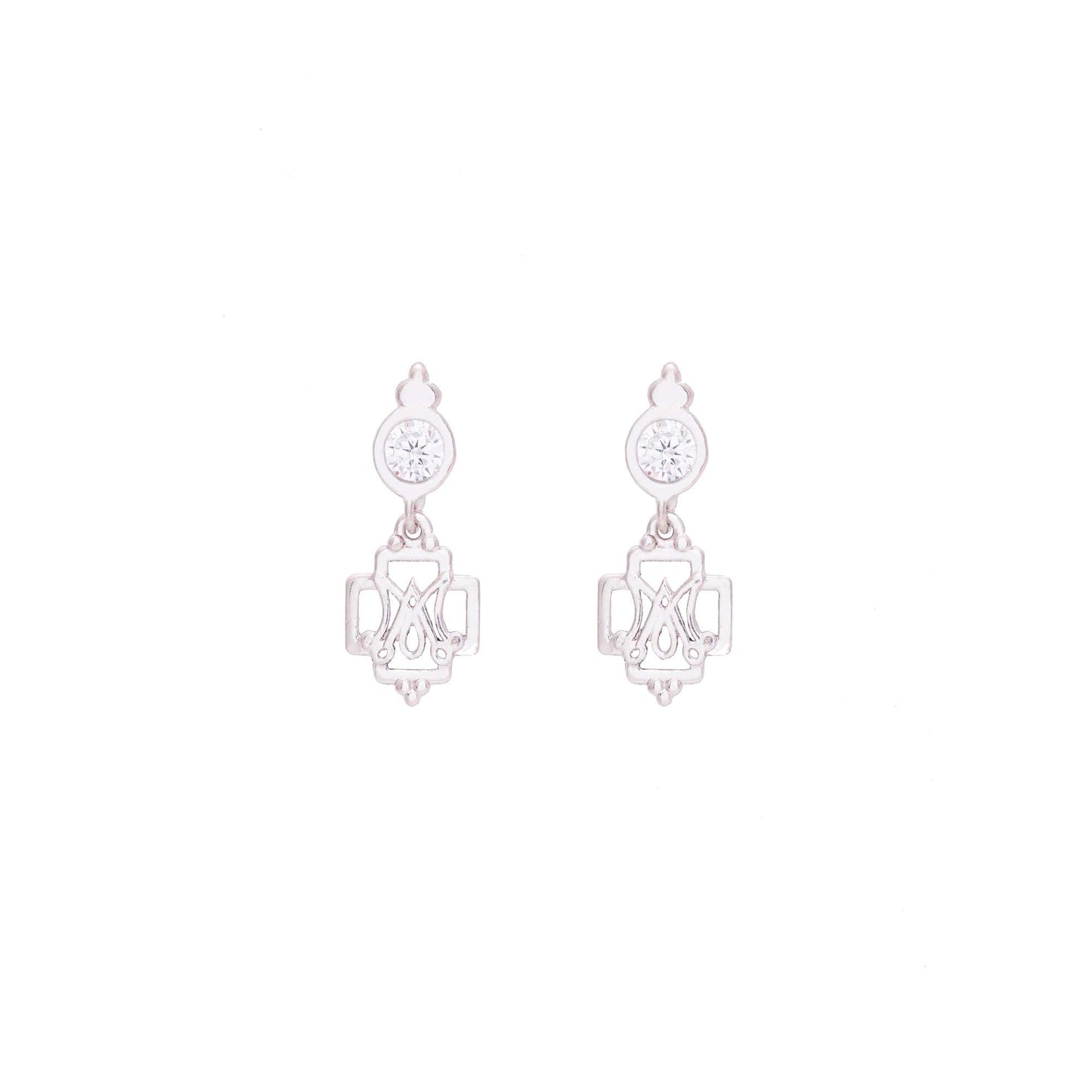 Anagram of Mary Cross Earrings with Zirconias
