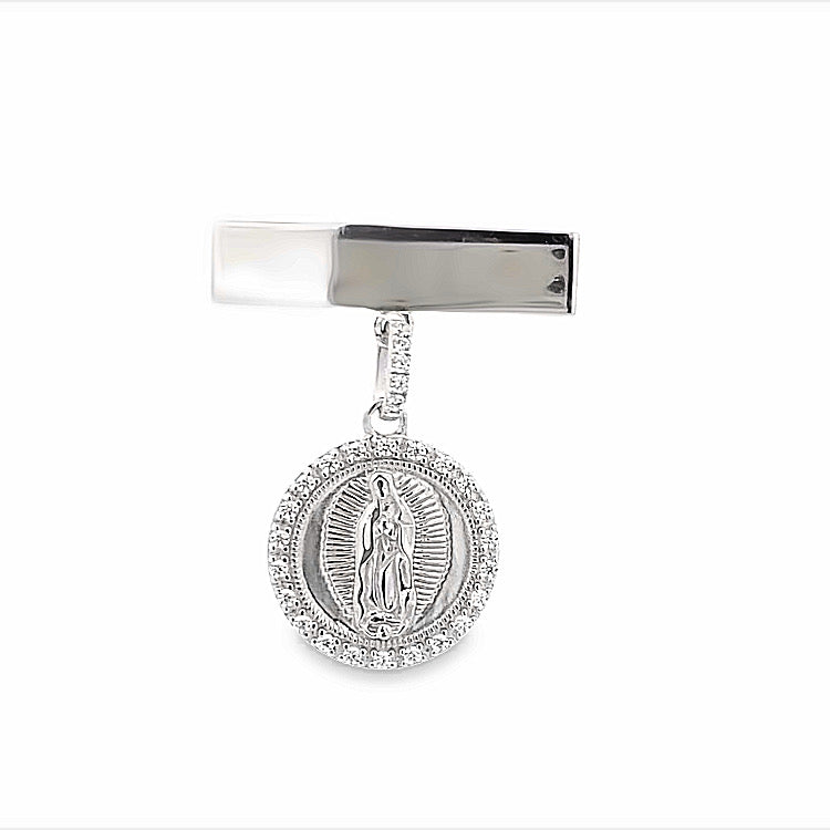 Segurito Virgen de Guadalupe with zircons on plate to engrave
