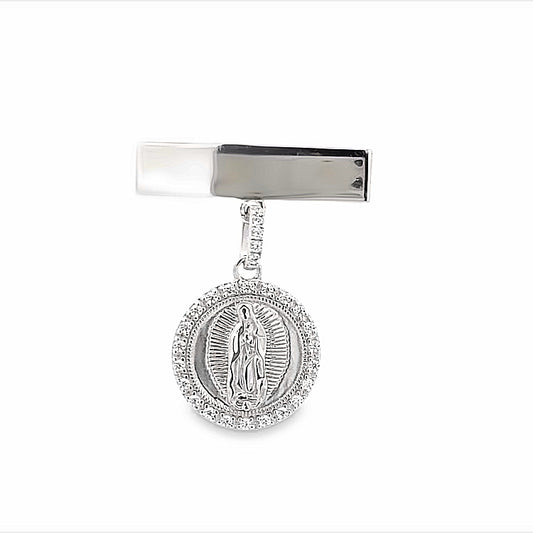 Segurito Virgen de Guadalupe with zircons on plate to engrave