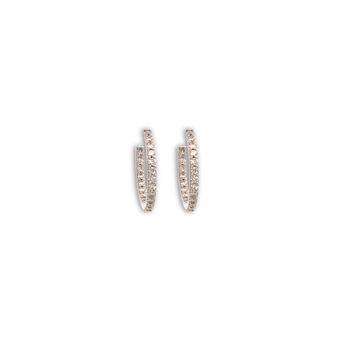 Aretes arracadas de rodio con Moissanitas de 0.9 ct in & out