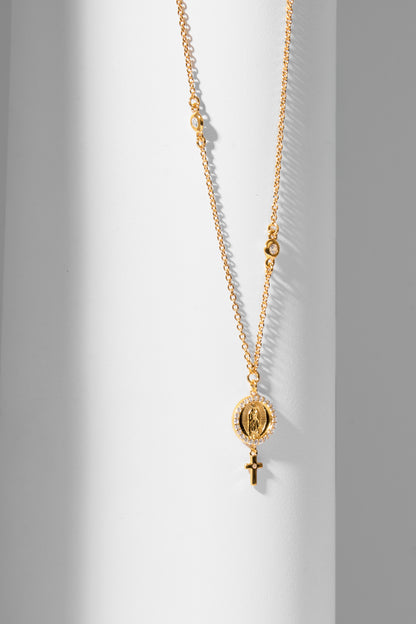 Mini Medal of the Virgin of Guadalupe with Cross