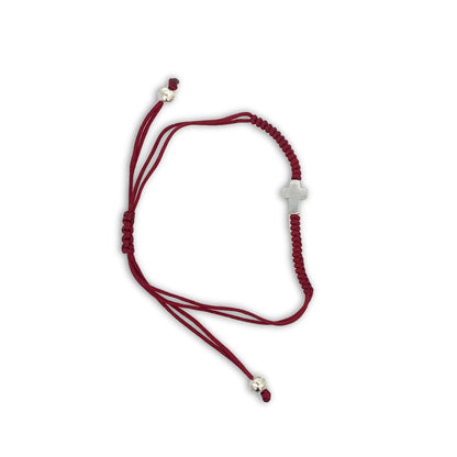 Mini woven silver cross bracelet
