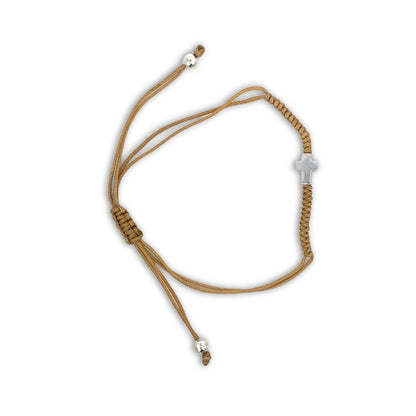 Mini woven silver cross bracelet