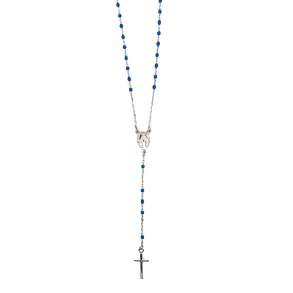 Silver Rosary Necklace with Colored Enamel