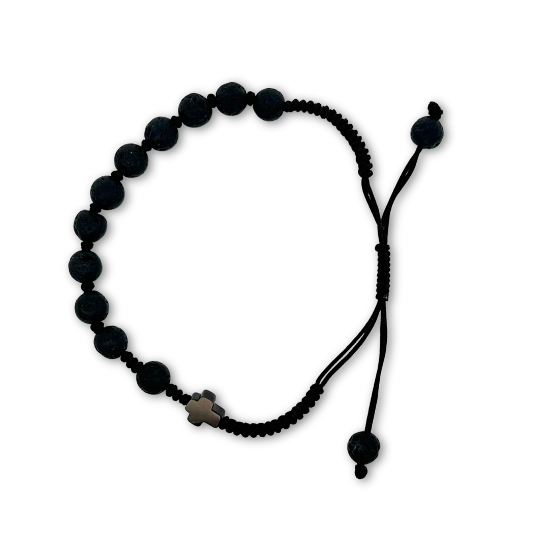 Decenario bracelet with black stones for men