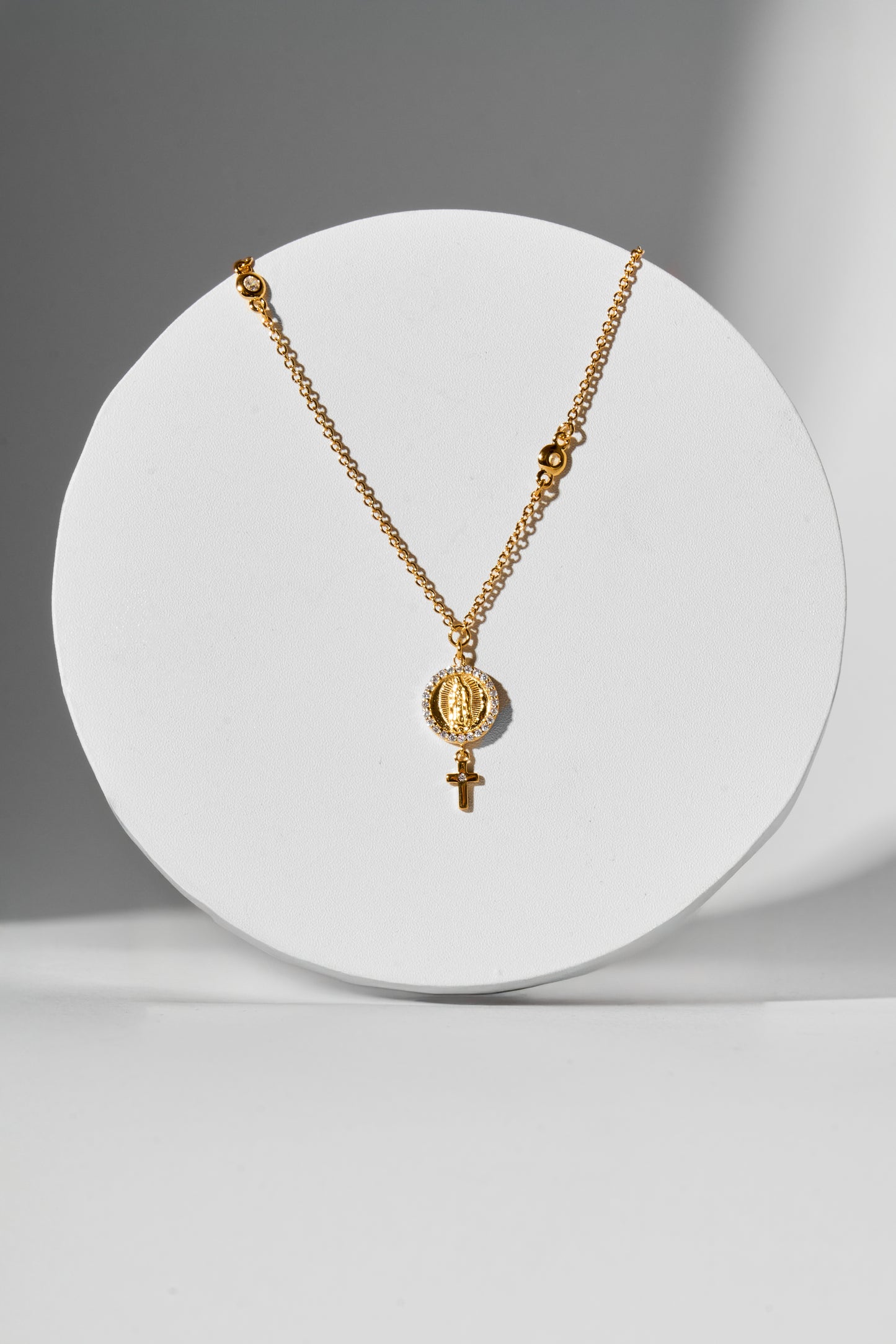 Mini Medal of the Virgin of Guadalupe with Cross