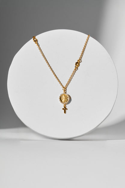 Mini Medal of the Virgin of Guadalupe with Cross