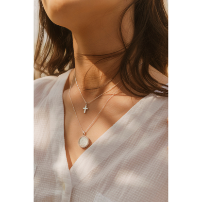 Mother of pearl cross with zirconia