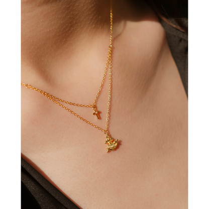 Necklace of the Sacred Heart of Mary with mini Cross