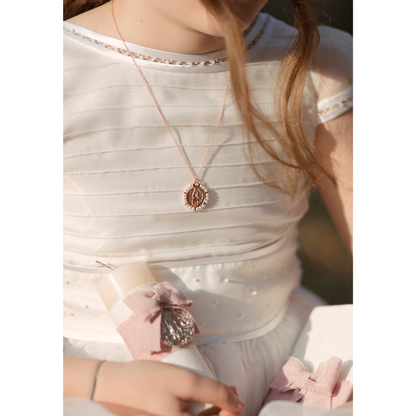 Virgin of Guadalupe medal with pearl frame