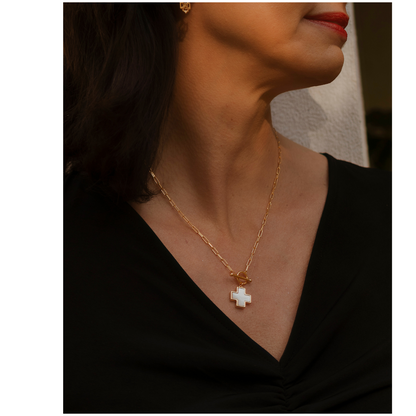 Mother of Pearl Cross Necklace
