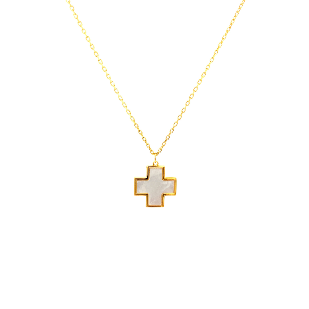 Mother of pearl cross on thin chain