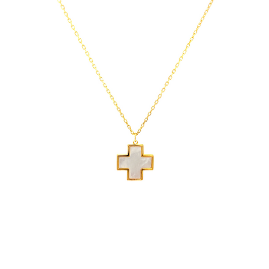 Mother of pearl cross on thin chain