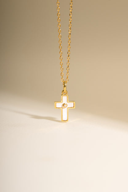 Mother of pearl cross with zirconia