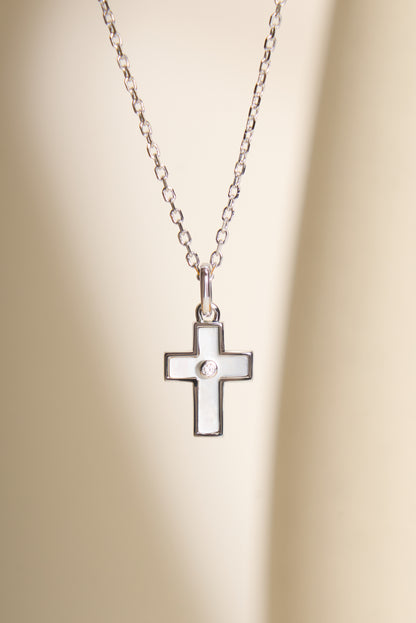 Mother of pearl cross with zirconia