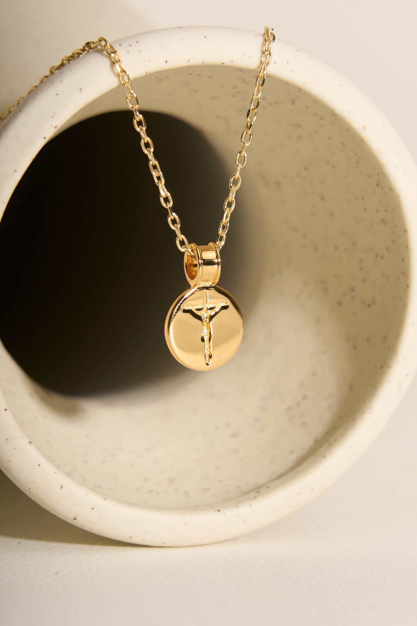 Round Crucifix Medal with chain