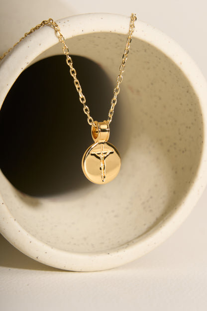 Round Crucifix Medal with chain