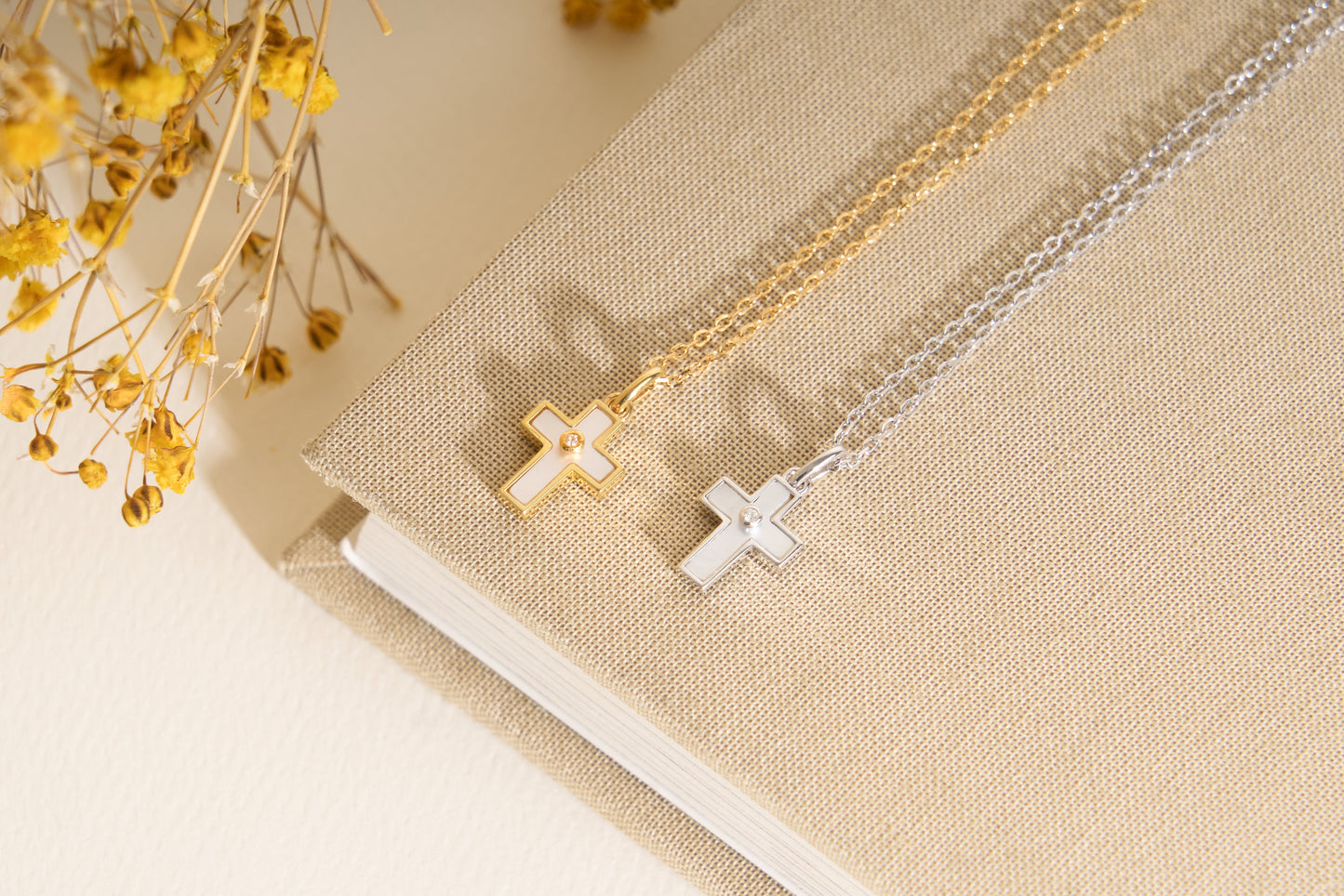 Mother of pearl cross with zirconia