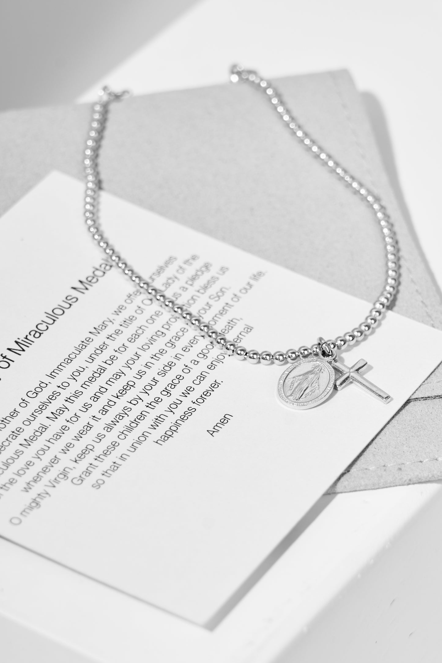 Bracelet with the Virgin of the Miraculous Medal and Cross