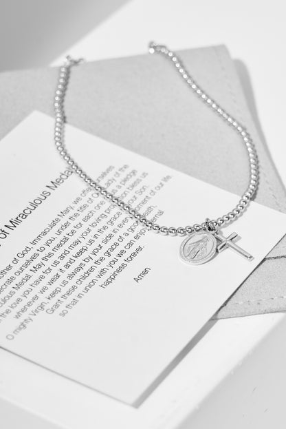 Bracelet with the Virgin of the Miraculous Medal and Cross