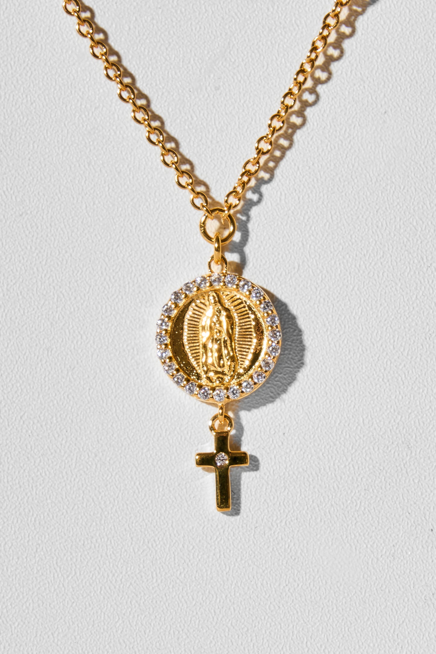 Mini Medal of the Virgin of Guadalupe with Cross