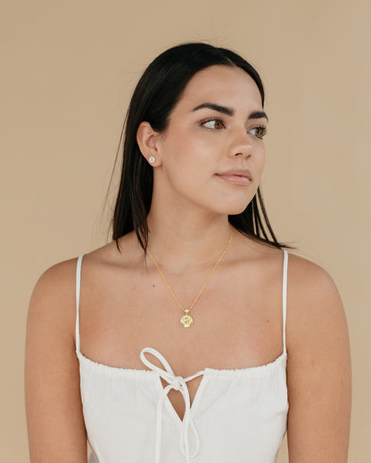 Mother of Pearl Earrings with Mini Zirconia and 14k Gold