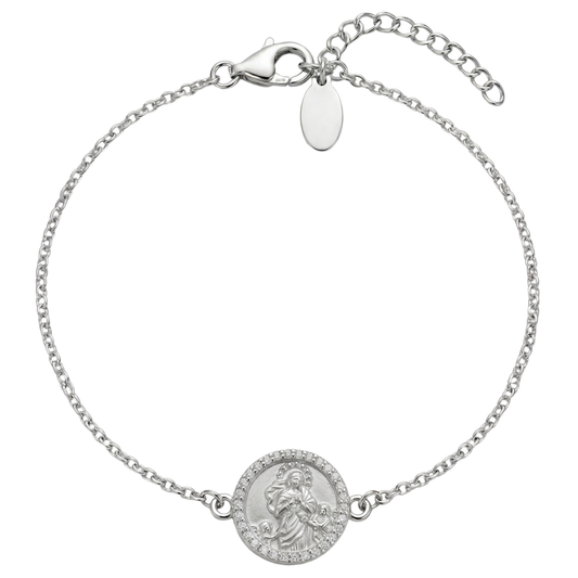 Pulsera Virgen Desatadora de Nudos con Circonias Plata