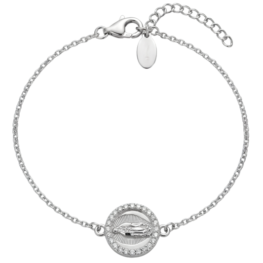 Pulsera Virgen de Guadalupe con Circonias Plata