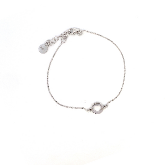 Silver bracelet with heart charm
