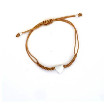 Woven bracelet with silver Heart charm