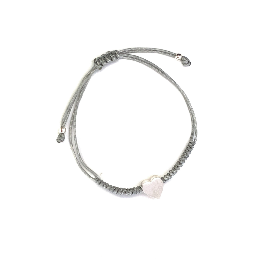 Woven bracelet with silver Heart charm