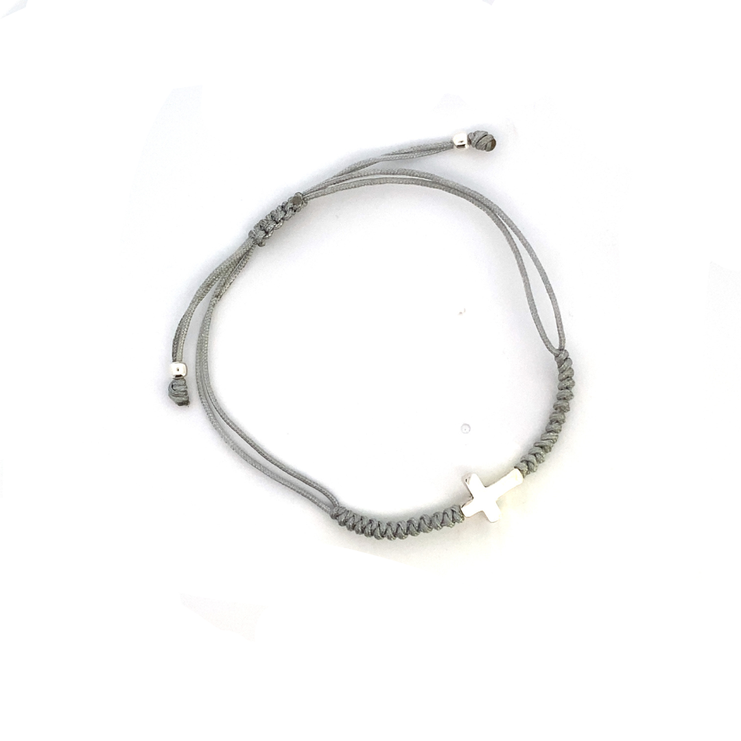 Mini woven silver cross bracelet