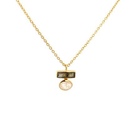 Moonstone and Labradorite natural gemstone pendant necklace