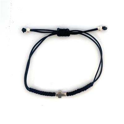 Mini woven silver cross bracelet
