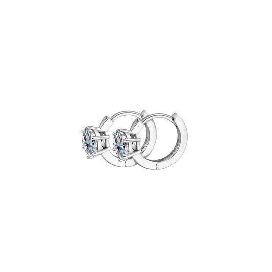 Aretes Huggies Moissanita solitario
