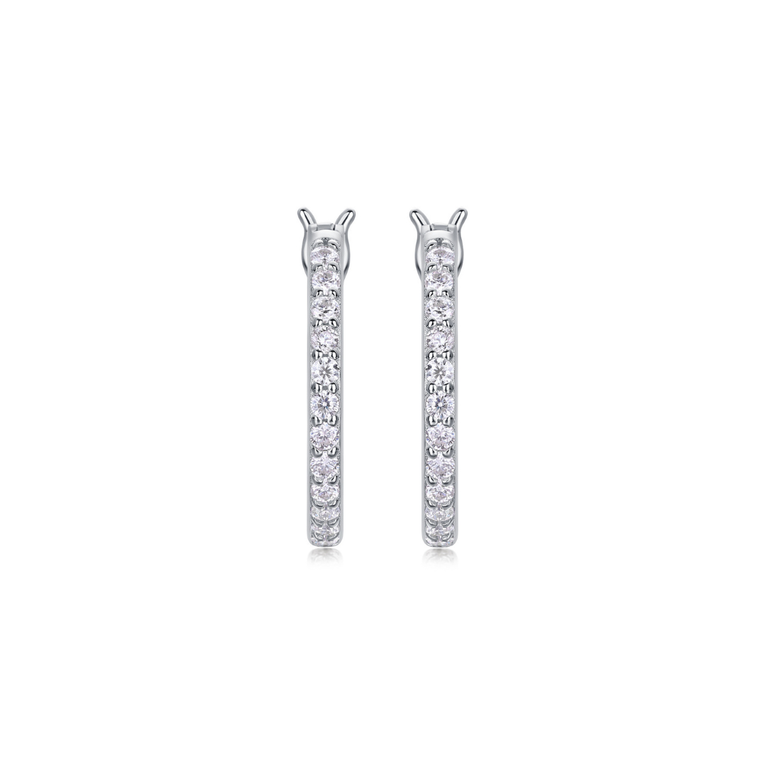 Aretes arracadas de rodio con Moissanitas de 0.9 ct in & out